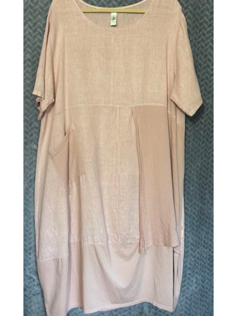 Italian Linen Womens Linen Maxi OS Light Pink Lagenlook Oversized BOHO Loose Fit